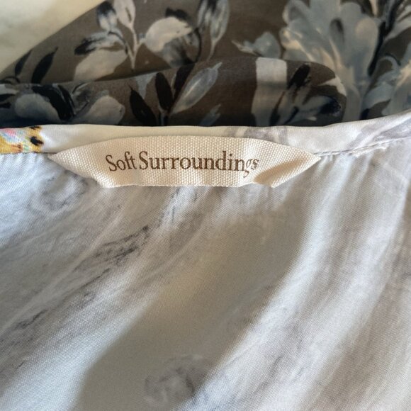 Soft Surroundings Boho Paisley Floral Column Maxi Dress Grey Medium Whimsigoth - Picture 9 of 14